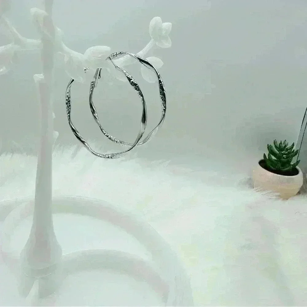 Women's Twisted Circle Design Hoop Earrings